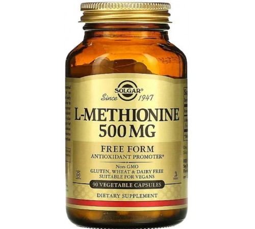 Метіонін Solgar L-Methionine 500 мг 90 вег капс