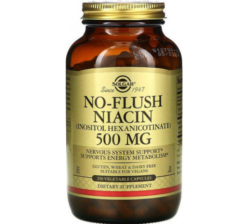 Ніацин (інозитол) вітамін В3 500 Solgar No-Flush Niacin Solgar 250 капс