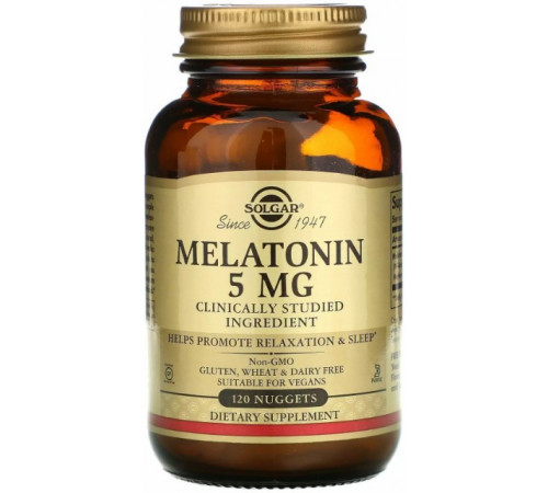 Мелатонін для сну Solgar Melatonin 5 мг 120 таблеток для розжовування
