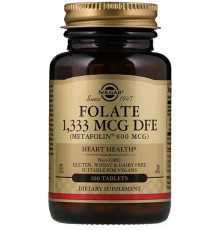 Фолієва кислота Вітамін В9 Фолат Solgar Folate 1333 мкг DFE 100 таб