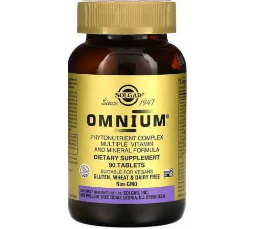 Омніум, мультивітаміни та мінерали Solgar Omnium Phytonutrient Complex 90 таб