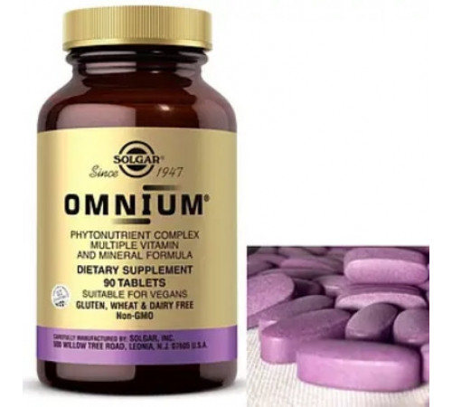 Омніум, мультивітаміни та мінерали Solgar Omnium Phytonutrient Complex 90 таб