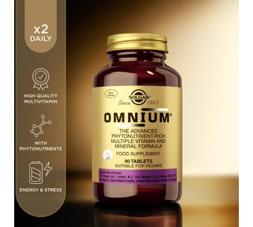Омніум, мультивітаміни та мінерали Solgar Omnium Phytonutrient Complex 90 таб