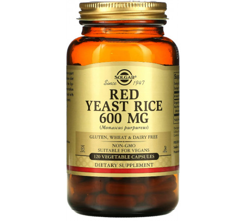Червоний дріжджовий рис Solgar Red Yeast Rice 600 мг 120 капс