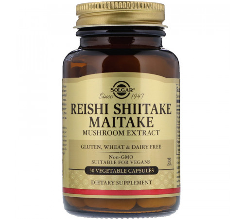 Лікувальні гриби Solgar Reishi Shiitake Maitake 50 капсул