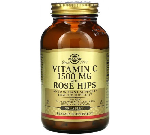 Вітамін С з шипшиною Solgar Vitamin C 1500 мг 90 таблеток