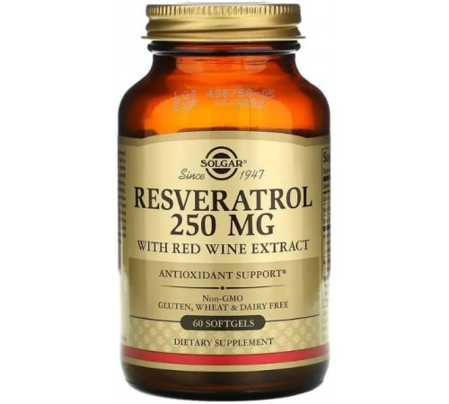 Ресвератрол Solgar Resveratrol 250 мг 60 капсул