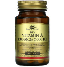 Вітамін А (пальмітат) 5000 Solgar Dry Vitamin A 100 таб