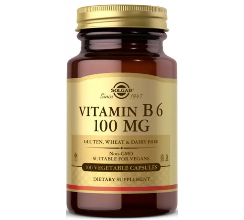 Вітамін В6 (піридоксин) Solgar Vitamin B6 100 мг 100 вег капс