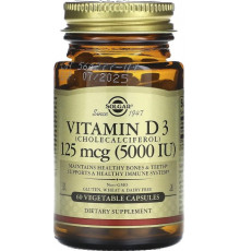Вітамін Д3 холекальциферол  Solgar Vitamin D3 125 мкг 5000 МЕ 60 вег капс