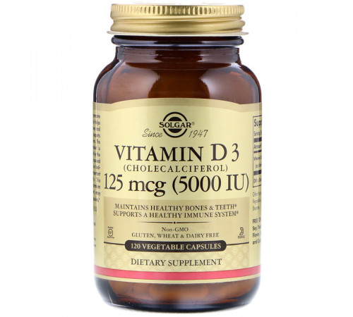 Витамин Д3 (холекальциферол) Solgar Vitamin D3 Cholecalciferol 5000 МЕ 120 капс
