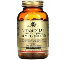 Витамин Д Solgar Vitamin D3 10 мкг (400 МЕ) 250 гелевых капсул