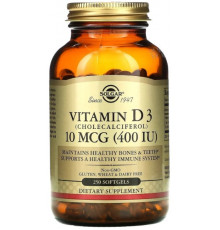 Вітамін D3 Solgar Vitamin D3 10 мкг (400 МЕ) 250 гелевих капсул