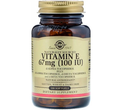 Вітамін Solgar Vitamin E 100 МЕ 100 гелевих капсул