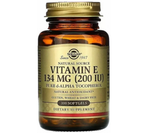 Вітамін Е Solgar Vitamin E 134 мг (200 МЕ) 100 гелевих капсул