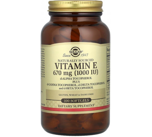 Вітамін Е з токоферолами 1000 Solgar Vitamin Е 100 капсул