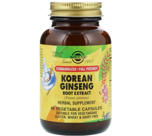 Женьшень корейський Solgar  Korean Ginseng 60 вег капс