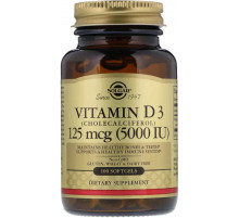 Вітамін Д3 (холекальциферол) для імунітету Solgar Vitamin D3 125 мкг 100 гел капс