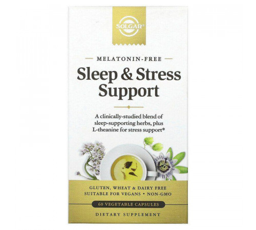 Підтримка сну та зниження стресу, Sleep & Stress Support, Solgar, 60 рослинних капсул