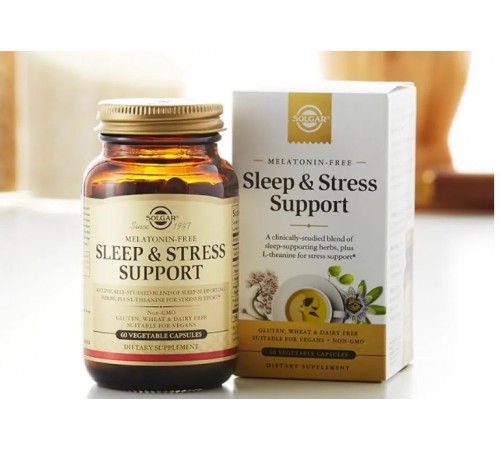 Підтримка сну та зниження стресу, Sleep & Stress Support, Solgar, 60 рослинних капсул