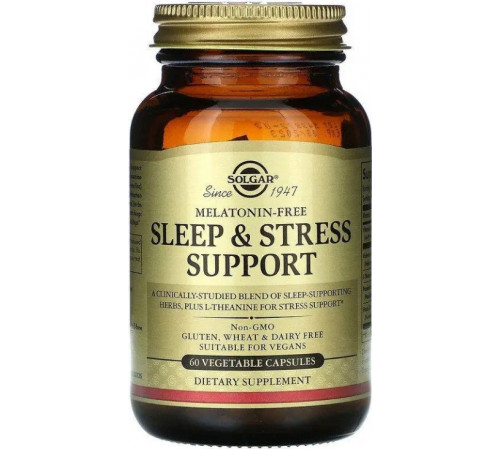 Підтримка сну та зниження стресу, Sleep & Stress Support, Solgar, 60 рослинних капсул
