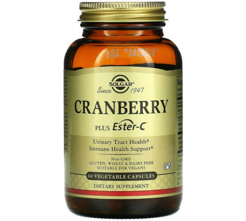 Журавлина плюс естер-С  Solgar Cranberry Plus Ester-C 60 вег капсул