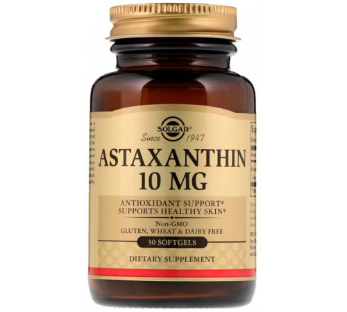 Астаксантин Solgar Astaxanthin 10 мг 30 гелевих капсул