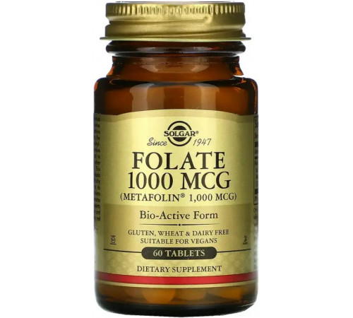 Фолат метилфолат Solgar Folate 1000 мкг 60 таблеток