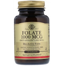 Фолиевая кислота Витамин В9 Фолат Solgar Folate 1000 мкг 120 таблеток