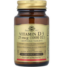 Вітамін Д3 1000 Solgar Vitamin D3 100 таб полуниця/банан