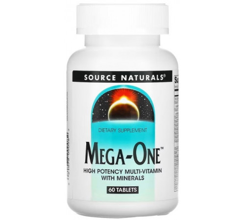 Мультивітаміни Source Naturals Вітаміни та мінерали Mega-One 60 таблеток
