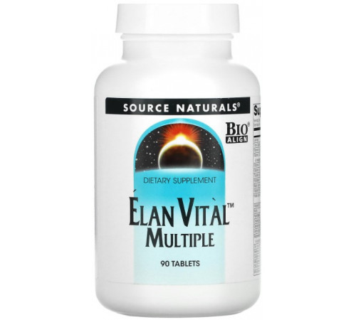 Мультивітаміни Source Naturals Вітаміни та мінерали Elan Vital Multiple 90 таблеток