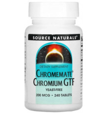Хром Source Naturals Chromemate Chromium GTF 200 мкг 240 таблеток