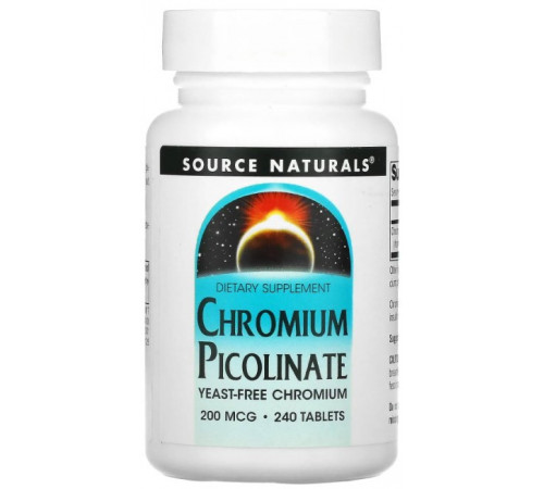 Хром піколінат Source Naturals Chromium Picolinate 200 мкг 240 таблеток