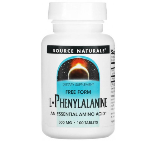 Фенілаланін Source Naturals L-Phenylalanine 250 мг 100 таблеток