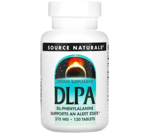 DL-фенілаланін Source Naturals DLPA 375 мг 120 таблеток