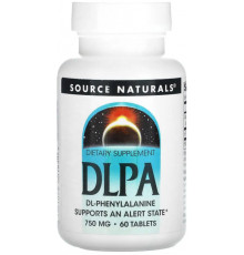 DL-Фенілаланін Source Naturals DLPA 750 мг 60 таб