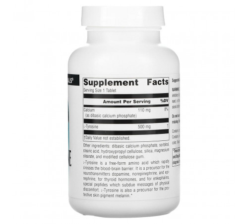 Тирозин Source Naturals L-Tyrosine 500 мг 100 таблеток