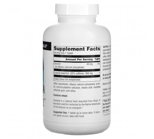 Гуарана Source Naturals Guarana Energizer 900 мг 200 таб
