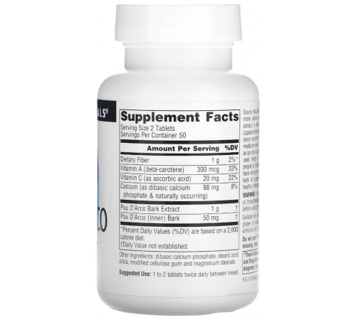 Поу дарко кора мурашиного дерева Source Naturals Pau D'Arco 100 таб