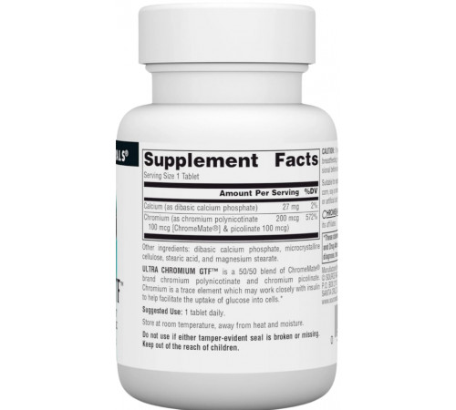 Хром ультра Source Naturals Ultra Chromium GTF 120 таб