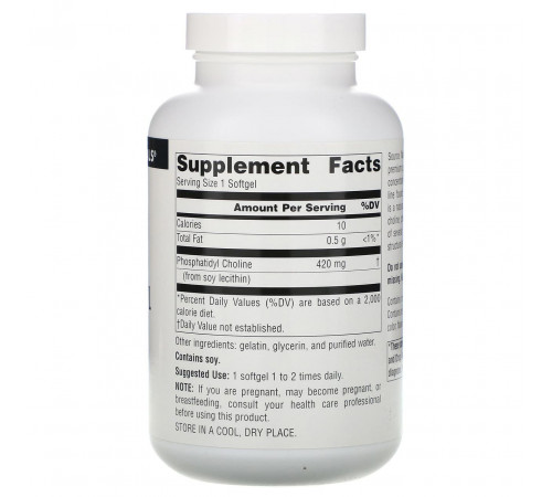 Фосфатидилхолін в лецитині Source Naturals Phosphatidyl Choline 420 мг 180 капсул