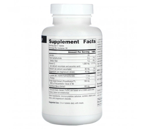 Лізин Пролін Source Naturals L-Proline L-Lysine 550 мг 120 таблеток