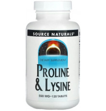 Лізин Пролін Source Naturals L-Proline L-Lysine 550 мг 120 таблеток
