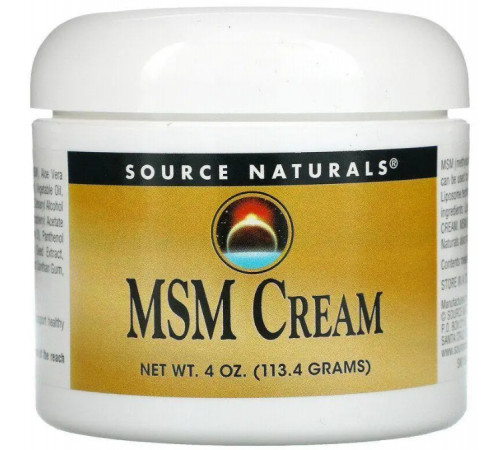 Крем із ліпосомами для пом'якшення та розгладжування шкіри Source Naturals MSM Cream 113,4 г.