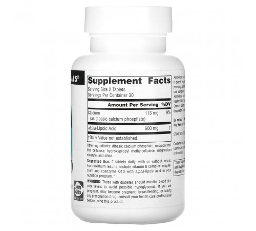 Альфа-ліпоєва кислота  Source Naturals  Alpha Lipoic Acid 300 мг 60 таб