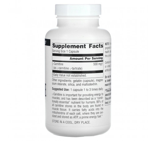 L-карнітин Source Naturals L-Carnitine 500 мг 120 капсул