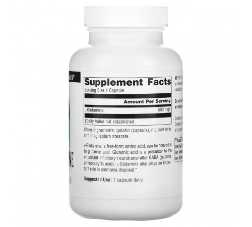 Глутамін Source Naturals L-Glutamine 500 мг 100 капс