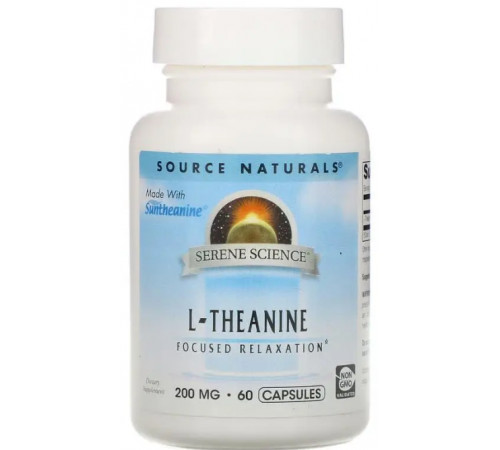 L-Теанін для сну та нервової системи Source Naturals L-Theanine 200 мг 60 капс