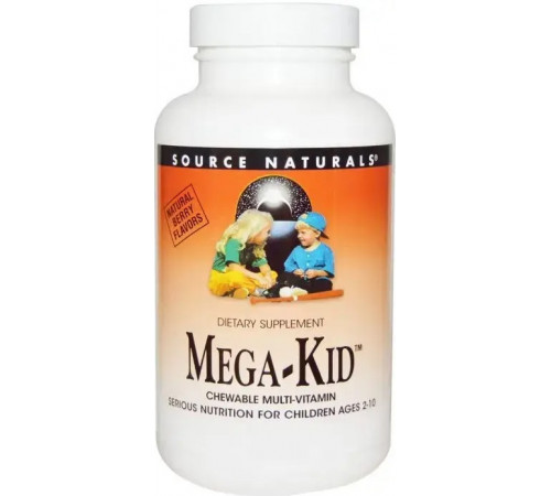 Вітаміни та мінерали для дітей Source Naturals Mega-Kid 30 жев таб ягоди